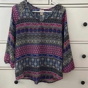 Massimo Tribal Print Sheer Blouse Size M